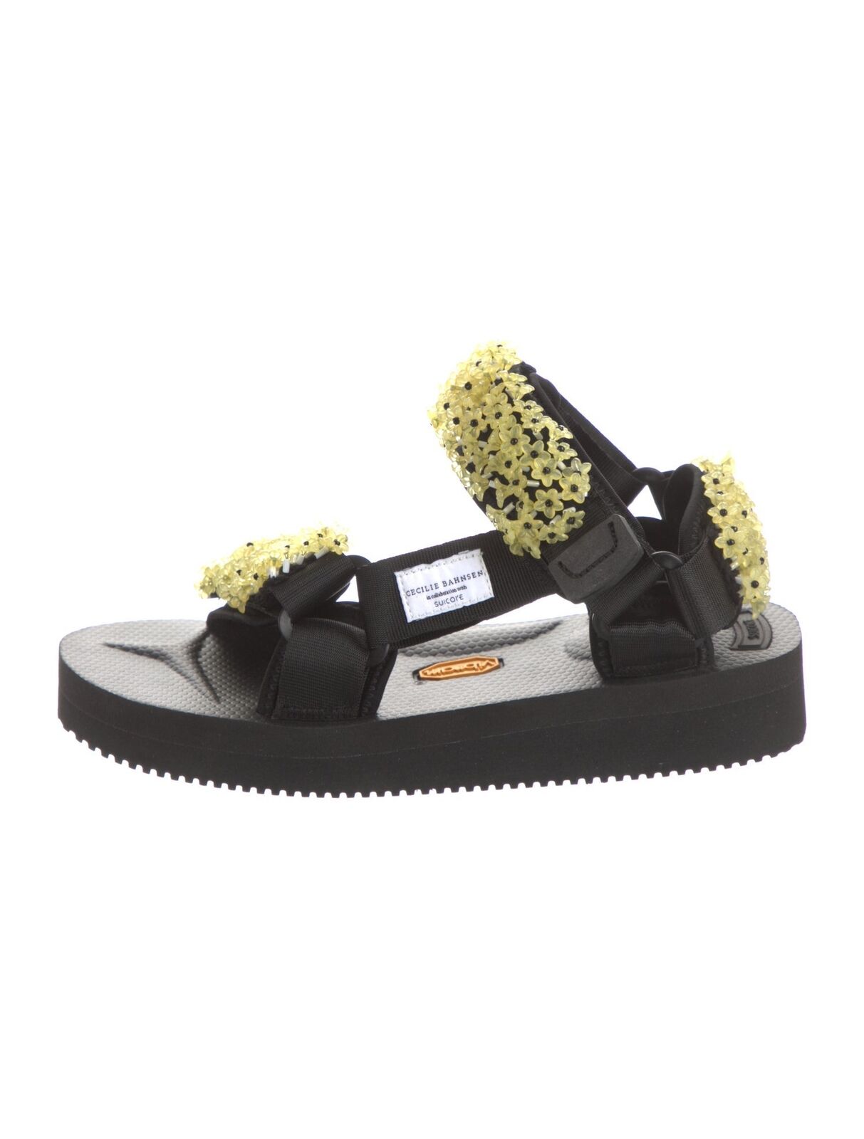 数量は多 BAHNSEN CECILIE X Beaded Floral Yellow Canvas Black Suicoke 靴