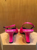 PRADA NEW Neon Hot Pink Patent Leather Kitten Toe Slingback Sandal Pump Heels 41