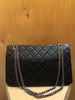 CHANEL Reissue 2.55 227 Flap Large Gray Navy Quilt Leather Shoulder Bag Purse