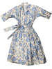 LUISA BECCARIA  Blue Floral V Neck Short Sleeve Belt Cotton Midi Dress 38/2/0