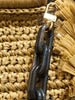 CAROLINA SANTO DOMINGO  Raffia Straw Tan Brown Marbled Acrylic Chain Bag Purse