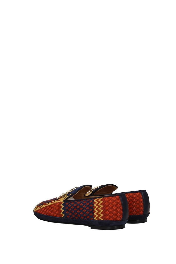 LOEWE Monogram Cloth Fabric Plaid Logo Gem Stone Embellished Loafer Shoes 40