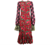 THE VAMPIRES WIFE Gypsy Red Floral Rose Print Long Metallic Gold Midi Dress 10/6