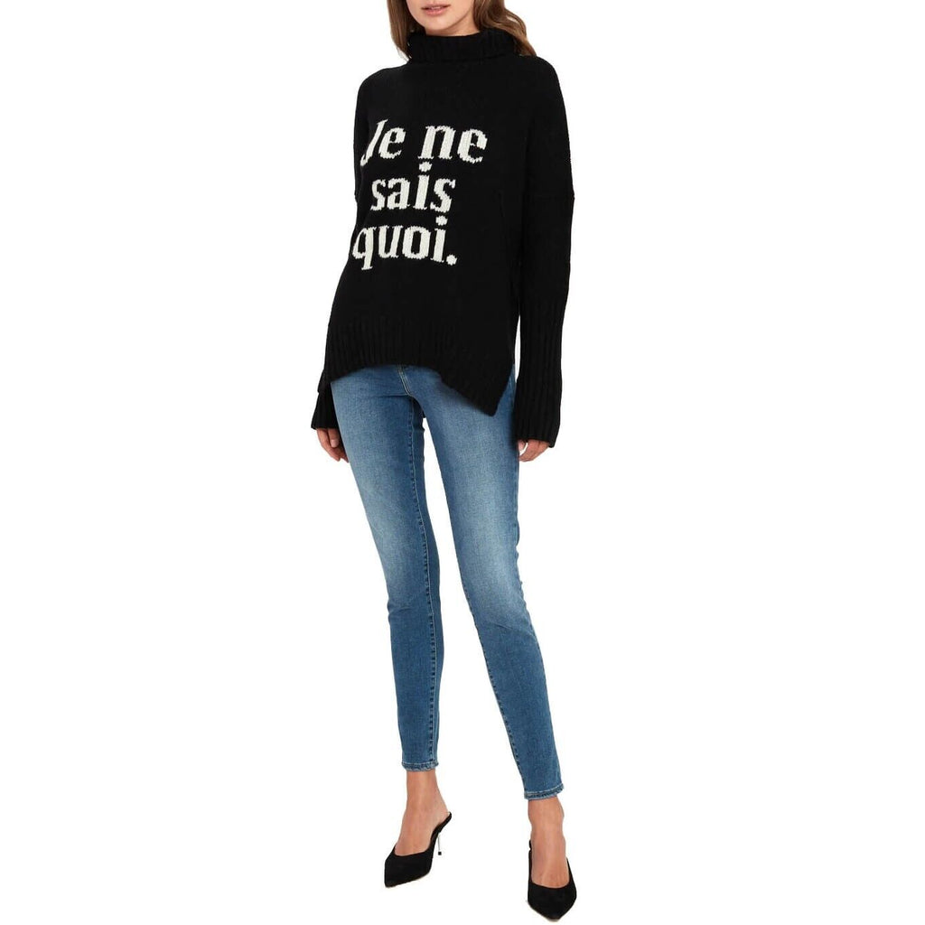 ZADIG & VOLTAIRE Alma Je Ne Sais Quoi Black Knit Wool Turtleneck Sweater M