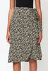 CELINE Phoebe Philo Leaf Floral Print Black Yellow Creme Viscose Wrap Skirt 38/6