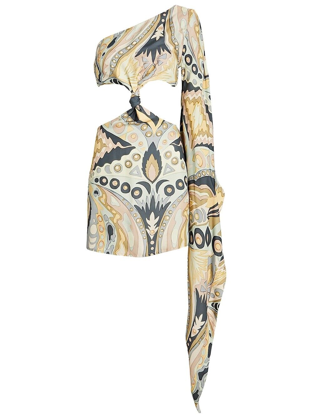 CULT GAIA	$500 Lucy Paisley Multicolor One Shoulder Silk Cut Out Mini Dress XS