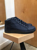 PRADA Men's Navy Leather Lace Up High Top Trainer Flat Sneaker Shoe 10
