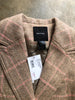 SMYTHE NWT $800 Equestrian Beige Pink Plaid Print Intermix Wool Jacket Blazer 2