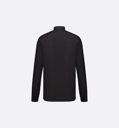 DIOR  Homme Men Black Cotton Collar Bee Embroidered Button Up Top Dress Shirt 38