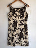 OSCAR DE LA RENTA Vtg Brown Cream Embroidered Floral Print Sleeveless Dress 8