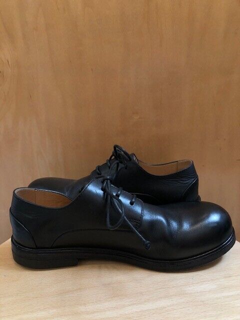 MARSELL $1000 Black Calf Leather Lace Up Flat Derby Loafer Womens Shoes 37.5