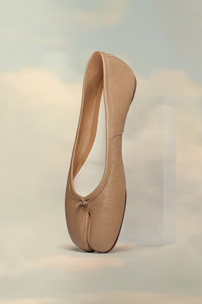 MAISON MARGIELA Tabi Nude Beige Leather Ballet Ballerina Flat Shoe 38.5/8.5/9