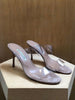 MANOLO BLAHNIK	Scolto Blige Rose Nude Suede Leather PVC  Strap Heel Sandal 37.5