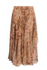 ZIMMERMANN 750 Candescent Waterfall Brown Multicolor Paisley Silk Midi Skirt 2/M