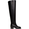 VALENTINO $2000 Black VLogo Over The Knee Leather Chunky Heel Riding Boot 37.5