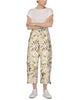 COLVILLE Beige Floral Print High Waist Drawstring Ankle Cargo Trouser Pant 38/2