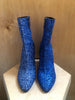 SAINT LAURENT Lou Blue Glitter Sequin 95 Zip Ombre Calf Ankle Boots 40/10