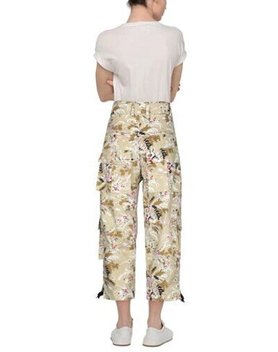 COLVILLE Beige Floral Print High Waist Drawstring Ankle Cargo Trouser Pant 38/2