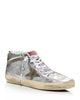 GOLDEN GOOSE Midstar Silver Metallic High Top Leather Gray Suede Star Sneaker 40