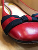 GUCCI Red Leather Grosgrain Web Stripe Bow Round Toe Ballet Flat Shot 39.5/9.5