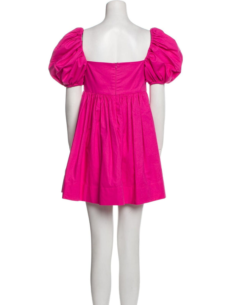 AZEEZA Kam Magenta Pink Puff Sleeve Empire Waist Mini Dress S