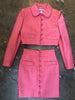 MOSCHINO COUTURE	2023 Hot Pink Chevron Cropped Jacket Blazer Mini Skirt Set 40/6