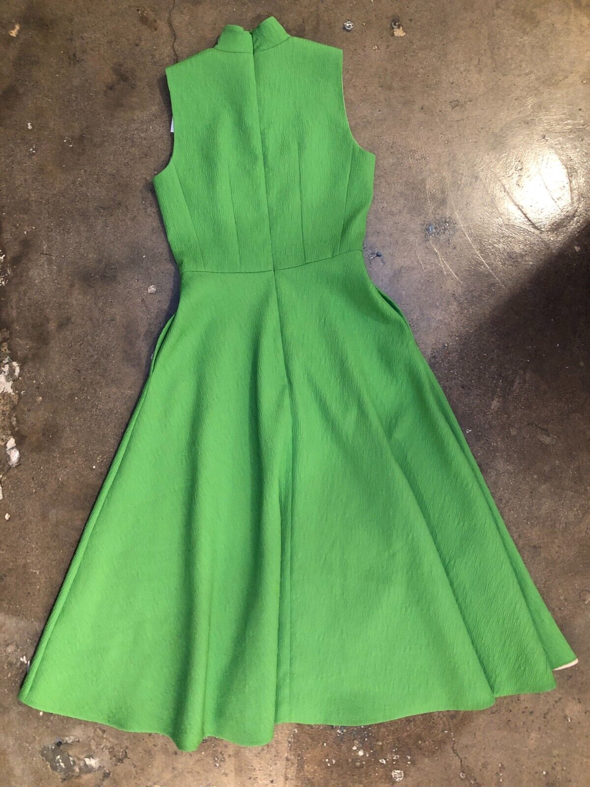 EMILIA WICKSTEAD  Sheila Cloqué Green Button Up High Neck Midi Dress UK 6 US 0/2