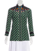 GUCCI Four Leaf Clover Multicolor Parrot Bird Long Sleeve Silk Blouse Top 40/4