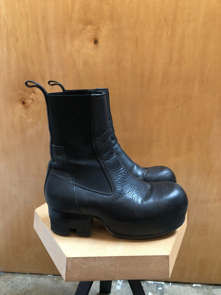 RICK OWENS Beatle Ballast 2021 Phlegethon Black Leather Ankle Calf Boot 38/8