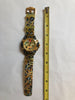 VERSACE Icon Active Chronograph Quartz Yellow Leopard Print Gold Accent Watch