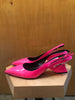 PRADA NEW Neon Hot Pink Patent Leather Kitten Toe Slingback Sandal Pump Heels 41