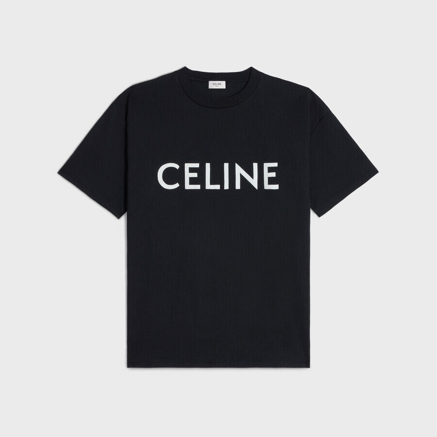 CELINE NWT $600 Men's Black White Logo Cotton Short Sleeve