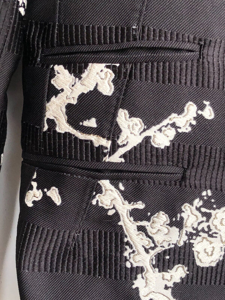 HAIDER ACKERMAN Men's Leontis Silk Black Jacquard Floral Print Jacket Blazer 54