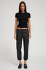 SPRWMN NWT $1275 Black Lambskin Leather Drawstring Jogger Sweat Dress Pant S