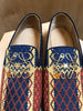 LOEWE Monogram Cloth Fabric Plaid Logo Gem Stone Embellished Loafer Shoes 40