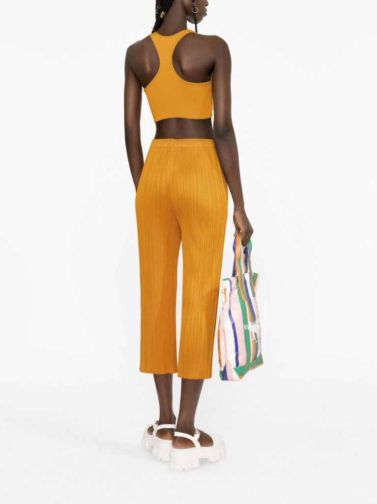 ISSEY MIYAKE PLEATS PLEASE Plissé Orange High Waist Cropped Straight Leg Pant 4