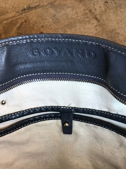 GOYARD Marquises Gray Chevron Monogram Print Leather Canvas Tote Bag Purse