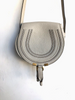 CHLOE Marcie Mini Cloud Gray Beige Leather Crossbody Saddle Shoulder Bag Purse