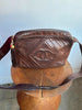 CHANEL Vintage Brown Leather Strap Chevron CC Logo Satchel Tassel Bag Purse