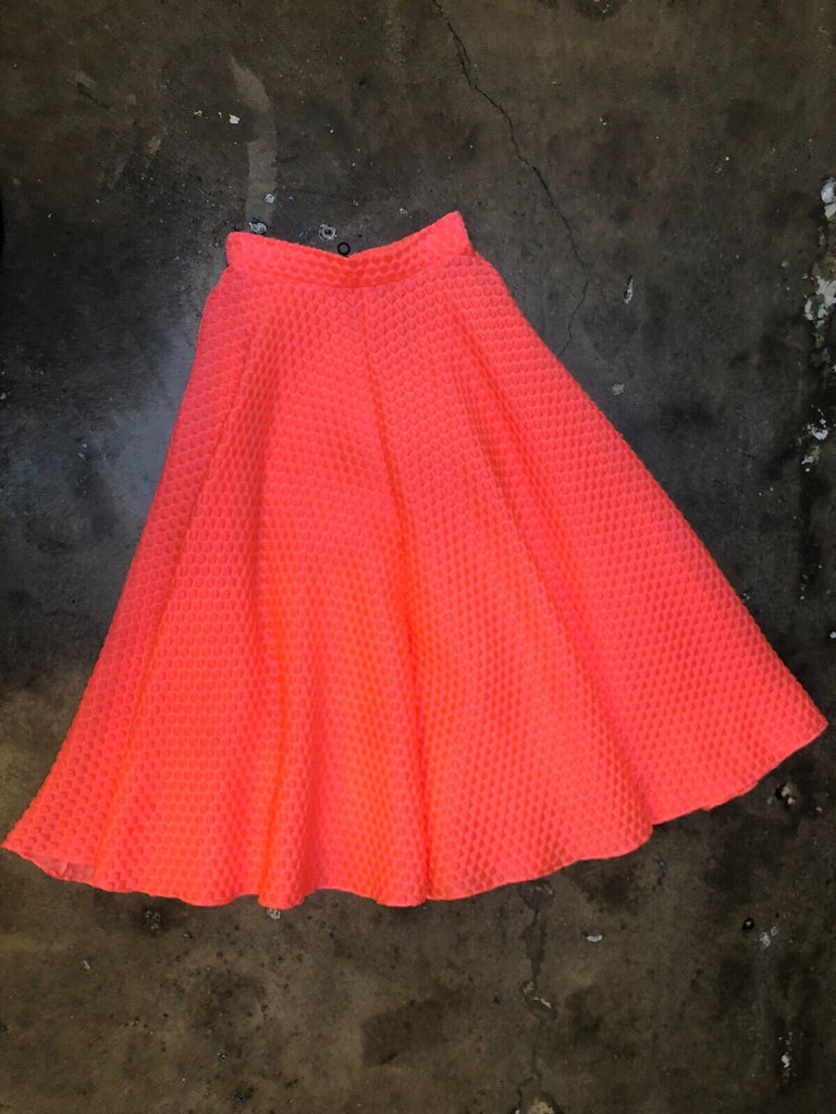 ROKSANDA Bright Pink Raised Bubble High Waist Pleated Midi Skirt UK 8 / US 4