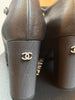 CHANEL NWB '23 Black Leather Patent CC Cap Toe Platform Pump Heel Mary Jane 38.5
