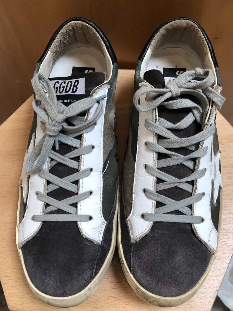 GOLDEN GOOSE Seastar Superstar Camo Grey Green White Canvas Suede Sneaker 40