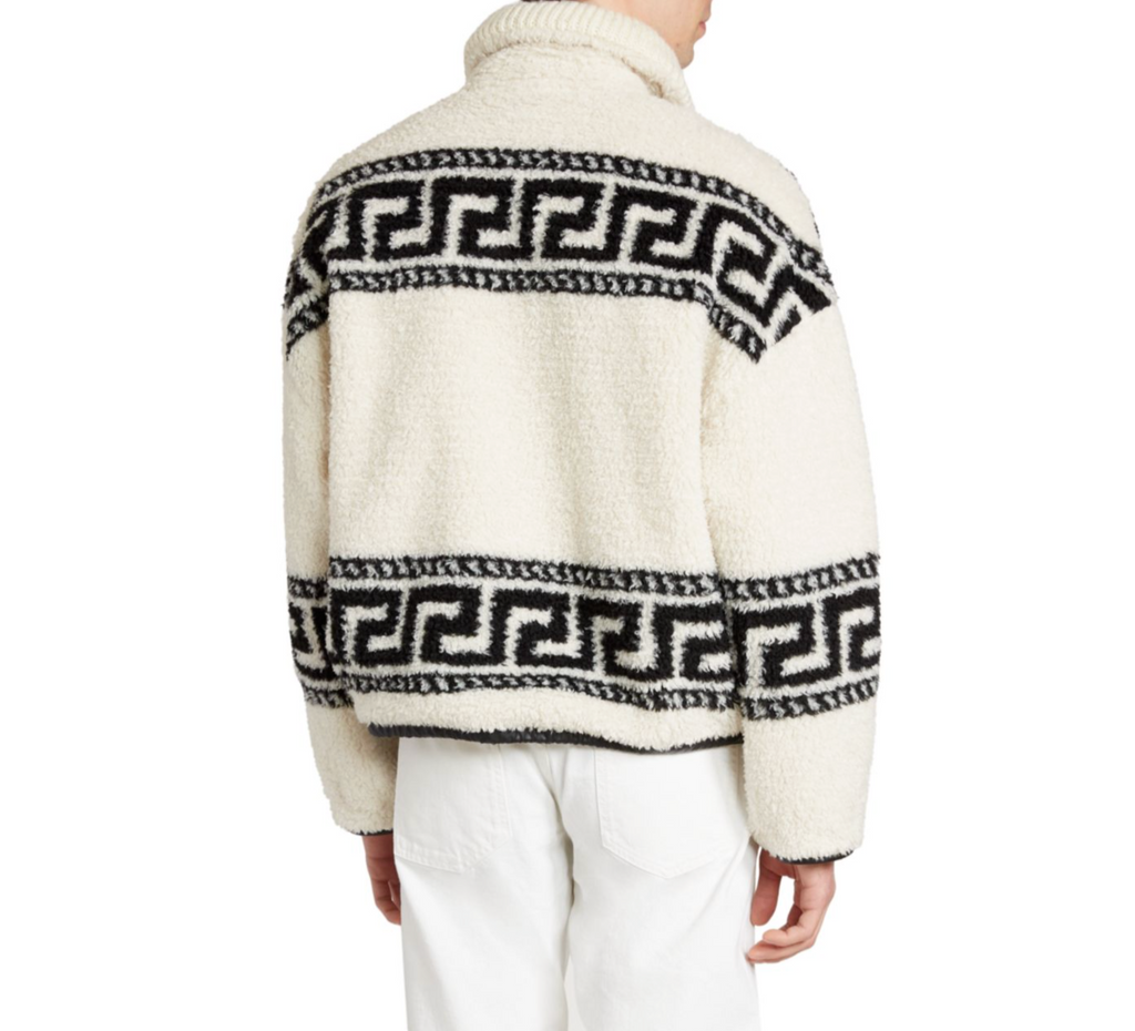 ISABEL MARANT Garno White Black Aztec Zip Fleece Shearling Sweater Jacket 38/6