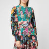 ZIMMERMANN NWT Allia Spliced Blue Multicolor Floral Print Silk Patchwork Dress 0