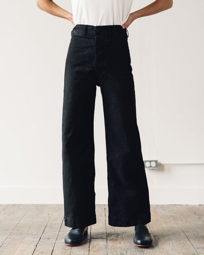 JESSE KAMM $400 Black Wide Leg High Waist Rise Cotton Canvas Trouser Pant 6/8
