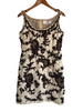 OSCAR DE LA RENTA Vtg Brown Cream Embroidered Floral Print Sleeveless Dress 8