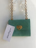 SALVATORE FERRAGAMO Sea Foam Blue Green Suede Leather Gold Chain Mini Bag Purse