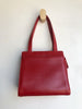 CHANEL - Vtg 1997-1999 Red Caviar Leather  Gold CC Tote Shoulder Bag Purse