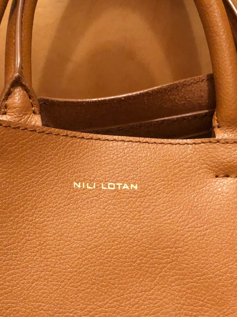 NILI LOTAN 	$1000 NL Caramel Tan Brown Camel Leather Large Tote Bag Purse