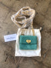 SALVATORE FERRAGAMO Sea Foam Blue Green Suede Leather Gold Chain Mini Bag Purse